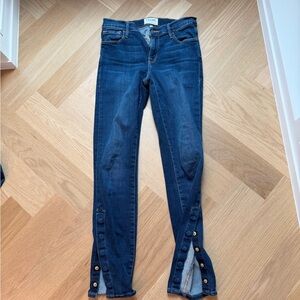 Frame Women's Blue Jeans with Button Detail